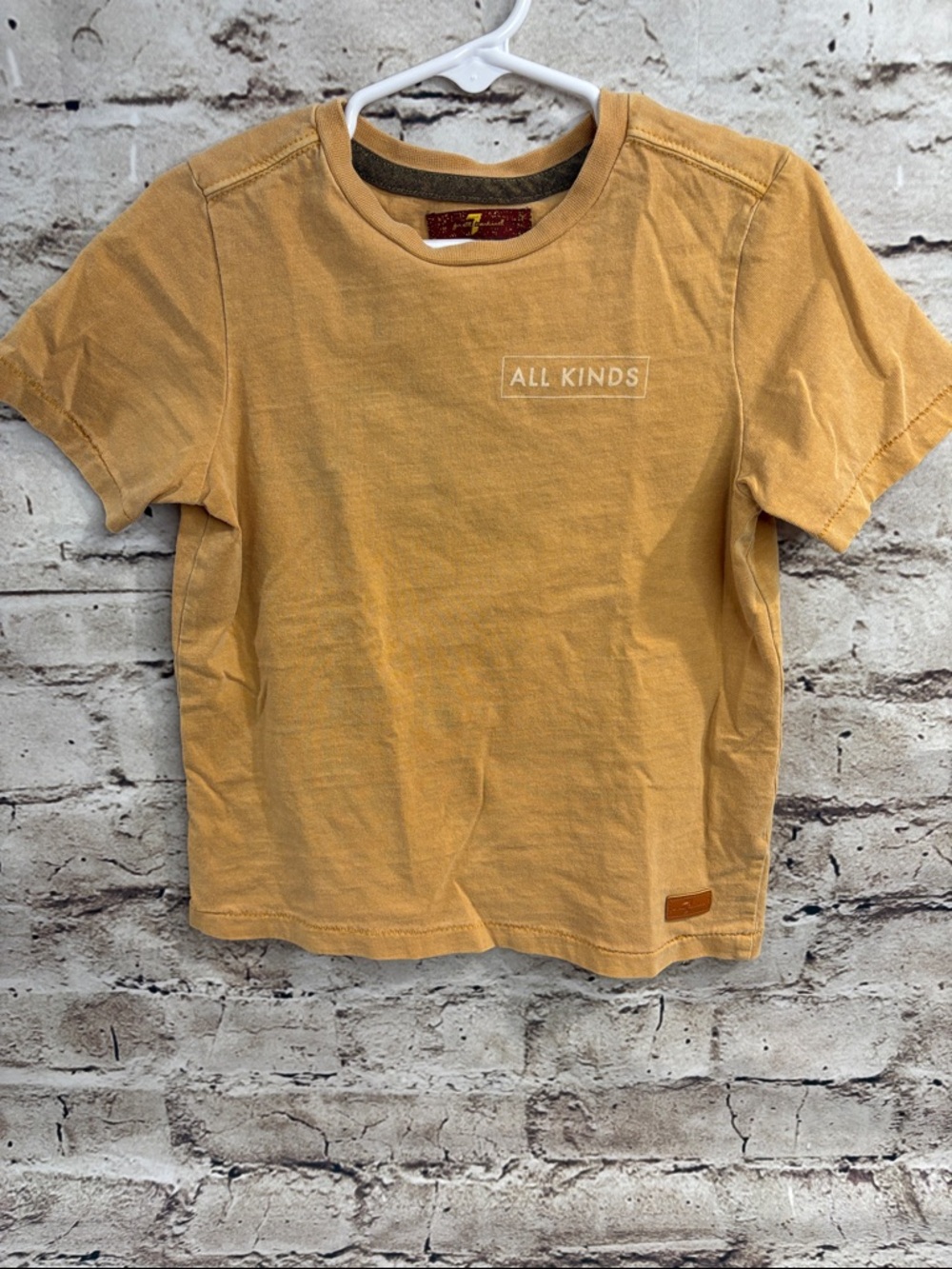 7 For All Mankind Kids Short Sleeve Tee in Mustard Yellow